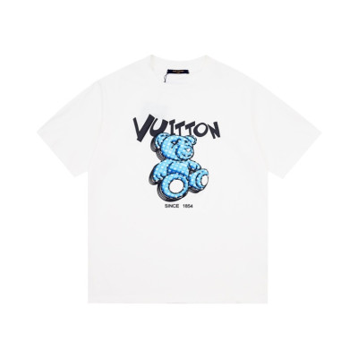 루이비통 남성 화이트 크루넥 반팔티 - Louis vuitton Mens White Short sleeved Tshirts - lv1116x