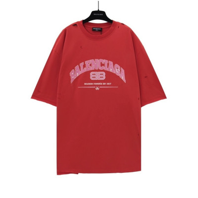 발렌시아가 남성 레드 크루넥 반팔티 - Balenciaga Mens Red Short sleeved Tshirts - ba446x