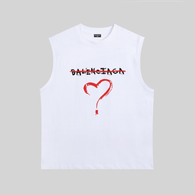 발렌시아가 남성 화이트 크루넥 나시 - Balenciaga Mens White Sleeveless Tshirts - ba448x