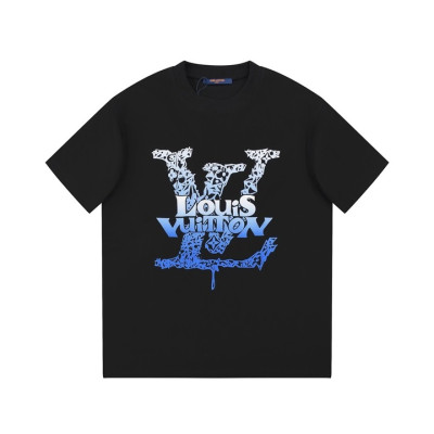 루이비통 남성 블랙 크루넥 반팔티 - Louis vuitton Mens Black Short sleeved Tshirts - lv1152x