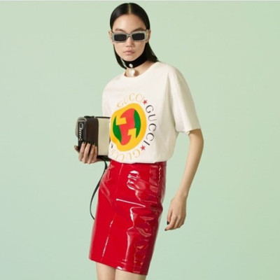 구찌 여성 화이트 크루넥 반팔티 - Gucci Womens White Short sleeved Tshirts - gu746x