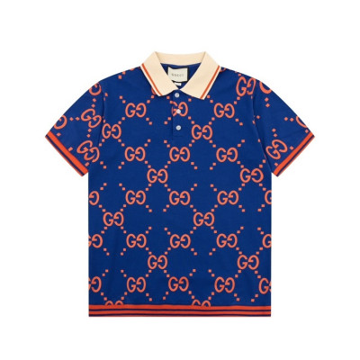 구찌 남성 블루 폴로 반팔티 - Gucci Mens Blue Short sleeved Tshirts - gu750x