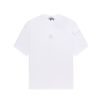 스톤아일랜드 남성 화이트 크루넥 반팔티 - Stone Island Mens White Tshirts - st80x