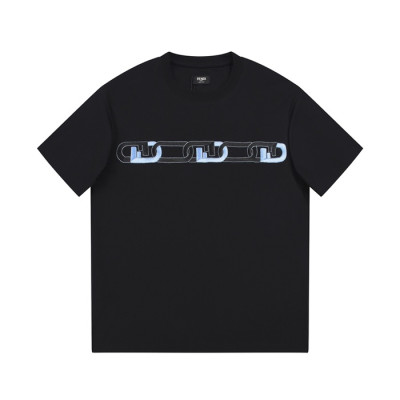 펜디 남성 블랙 크루넥 반팔티 - Fendi Mens Black Short sleeved Tshirts - fe146x