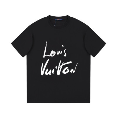 루이비통 남성 블랙 크루넥 반팔티 - Louis vuitton Mens Black Short sleeved Tshirts - lv1392x