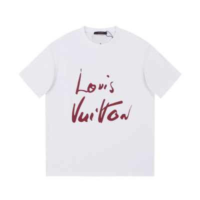 루이비통 남성 화이트 크루넥 반팔티 - Louis vuitton Mens White Short sleeved Tshirts - lv1393x