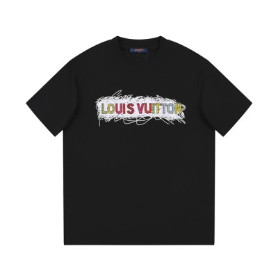 루이비통 남성 블랙 크루넥 반팔티 - Louis vuitton Mens Black Short sleeved Tshirts - lv1401x