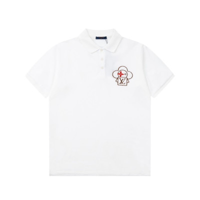 루이비통 남성 화이트 폴로 반팔티 - Louis vuitton Mens White Short sleeved Tshirts - lv1407x