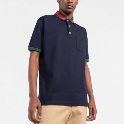 구찌 남성 네이비 폴로 반팔티 - Gucci Mens Navy Short sleeved Tshirts - gu785x