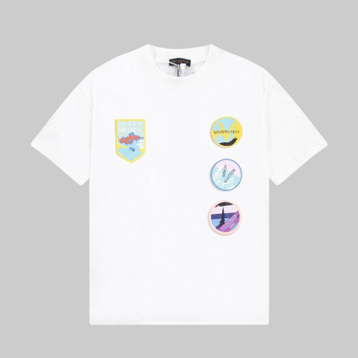 루이비통 남성 화이트 크루넥 반팔티 - Louis vuitton Mens White Short sleeved Tshirts - lv1420x