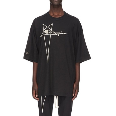 릭 오웬스 남성 모던 블랙 반팔티 - Rick Owens Mens Black Short sleeved Tshirts - ri125x