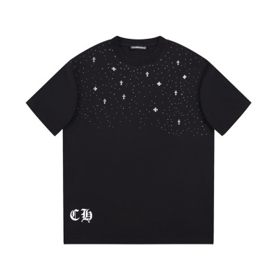 크롬하츠 남성 블랙 크루넥 반팔티 - Chrom Hearts Mens Black Short sleeved Tshirts - ch175x