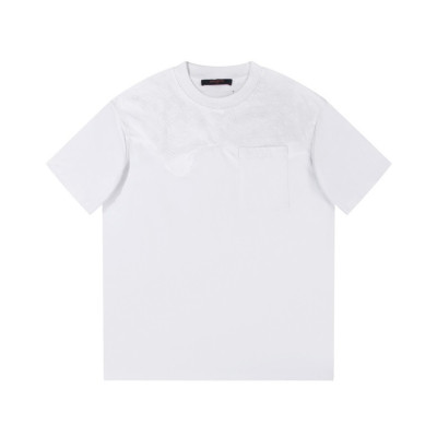 루이비통 남성 크루넥 화이트 반팔티 - Louis vuitton Mens White Short sleeved Tshirts - lv1519x