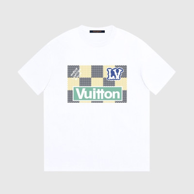 루이비통 남성 크루넥 화이트 반팔티 - Louis vuitton Mens White Short sleeved Tshirts - lv1526x