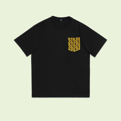 펜디 남성 블랙 크루넥 반팔티 - Fendi Mens Black Short sleeved Tshirts - fe159x