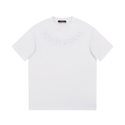 루이비통 남성 크루넥 화이트 반팔티 - Louis vuitton Mens White Short sleeved Tshirts - lv1591x