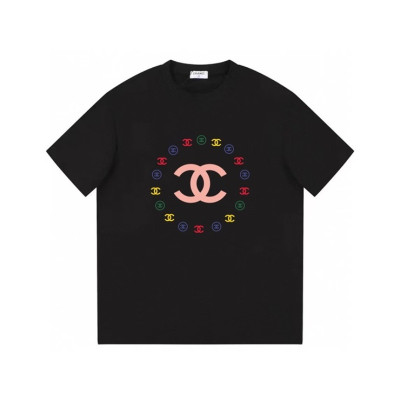 샤넬 남/녀 크루넥 블랙 반팔티 - Chanel Unisex Black Tshirts - ch484x