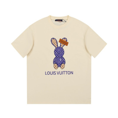 루이비통 남성 크루넥 아이보리 반팔티 - Louis vuitton Mens Ivory Short sleeved Tshirts - lv1605x