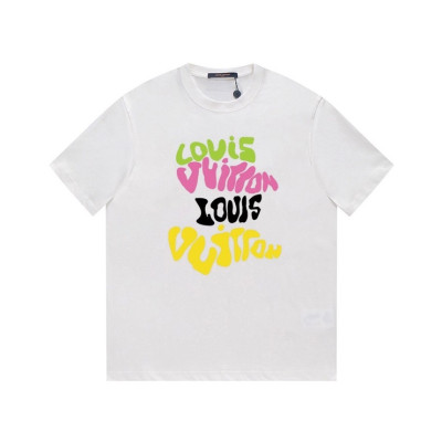 루이비통 남성 크루넥 화이트 반팔티 - Louis vuitton Mens White Short sleeved Tshirts - lv1619x