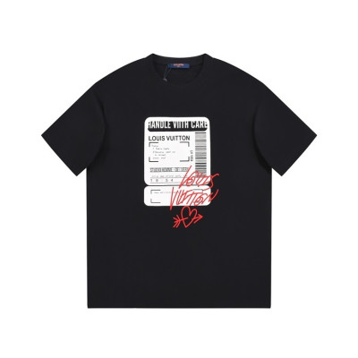 루이비통 남성 크루넥 블랙 반팔티 - Louis vuitton Mens Black Short sleeved Tshirts - lv1624x