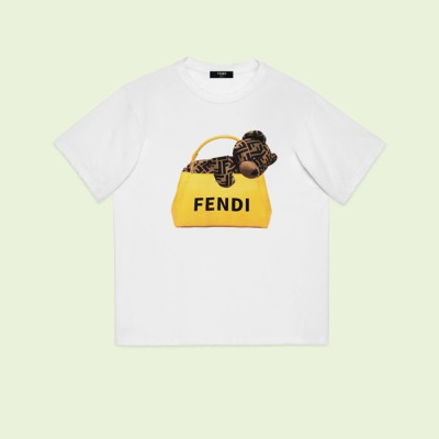 펜디 남성 화이트 크루넥 반팔티 - Fendi Mens White Short sleeved Tshirts - fe165x