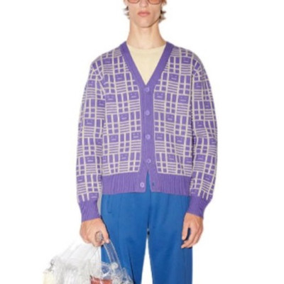 아크네 남/녀 브이넥 퍼플 가디건 - Acne Unisex Purple Cardigan - ace218x