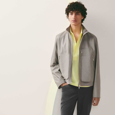 에르메스 남성 그레이 가죽 자켓 - Hermes Mens Gray Jackets - her257x