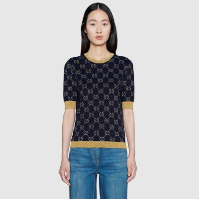 구찌 여성 네이비 크루넥 반팔티 - Gucci Womens Navy Short sleeved Tshirts - gu928x