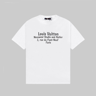 루이비통 남성 크루넥 화이트 반팔티 - Louis vuitton Mens White Short sleeved Tshirts - lv1727x