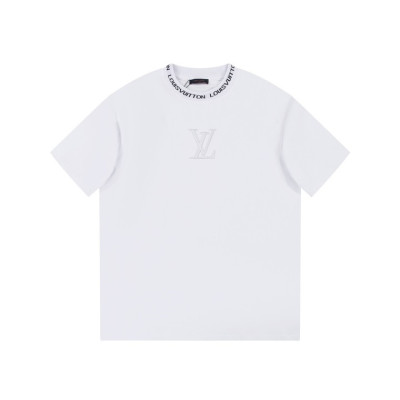 루이비통 남성 크루넥 화이트 반팔티 - Louis vuitton Mens White Short sleeved Tshirts - lv1736x