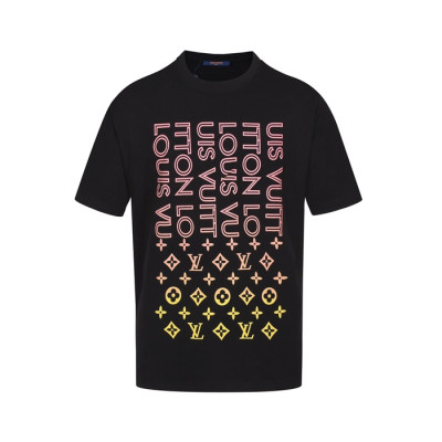 루이비통 남성 크루넥 블랙 반팔티 - Louis vuitton Mens Black Short sleeved Tshirts - lv1739x