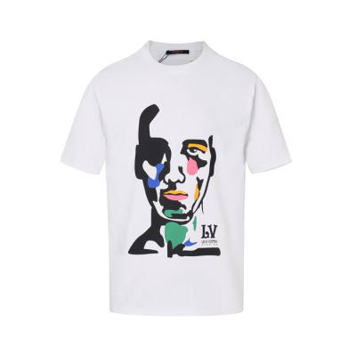 루이비통 남성 크루넥 화이트 반팔티 - Louis vuitton Mens White Short sleeved Tshirts - lv1740x