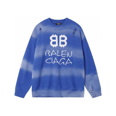 발렌시아가 남성 블루 크루넥 니트 - Balenciaga Mens Blue Knits - ba574x