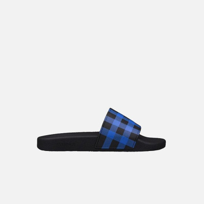 버버리 남성 체크 프린트 블루 슬라이드 【매장-60만원대】 - Burberry Mens Blue Slippers - bu286x