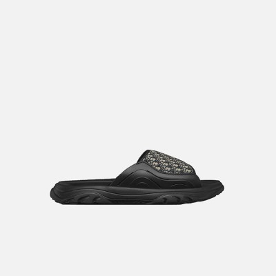 DIOR H-TOWN 남성 오블리크 자카드 블랙 슬라이드 【매장-120만원대】 - Dior Mens Black Slippers - di668x