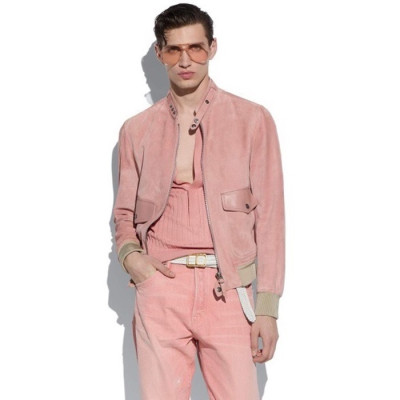 톰포드 남성 핑크 가죽 자켓 - Tomford Mens Pink Jackets - tof64x