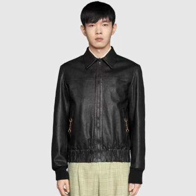 구찌 남성 모던 블랙 가죽 자켓 - Gucci Mens Black Jackets - gu1014x