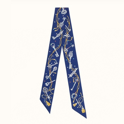 에르메스 여성 Les Cles a Pois 트윌리 블루【매장-60만원대】 - Hermes Womens Blue Scarf - acc346x