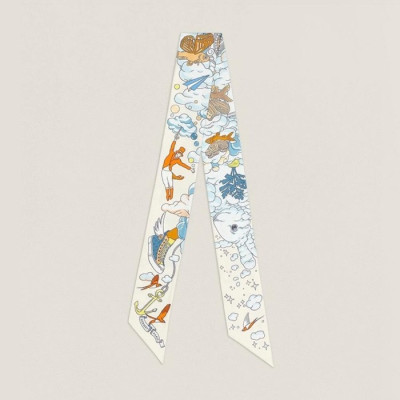 에르메스 여성 Sur Mon Nuage 트윌리 화이트 【매장-60만원대】 - Hermes Womens White Scarf - acc347x