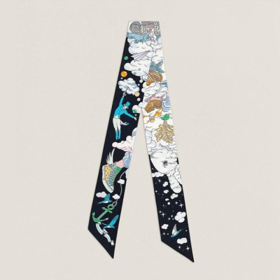 에르메스 여성 Sur Mon Nuage 트윌리 블랙 【매장-60만원대】 - Hermes Womens Black Scarf - acc348x