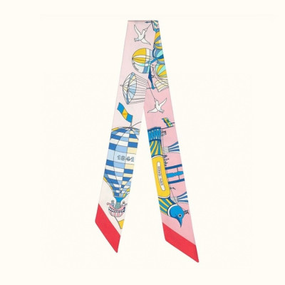 에르메스 여성 Les Folies du Ciel 트윌리 핑크 【매장-60만원대】 - Hermes Womens Pink Scarf - acc352x