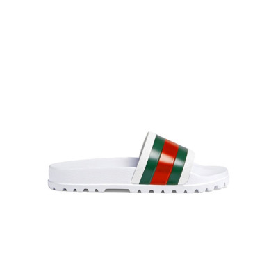 구찌 남/녀 웹 화이트 슬라이드 샌들 【매장-80만원대】 - Gucci Unisex White Slippers - gu1015x