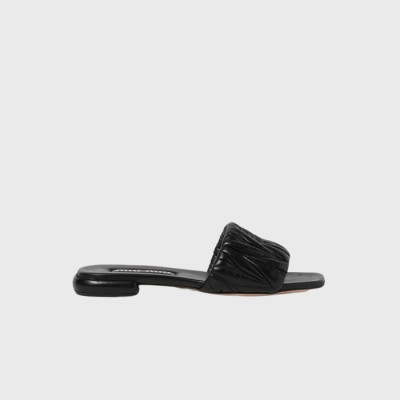 미우미우 여성 마테라쎄 나파 슬라이드 【매장-160만원대】 - Miumiu Womens Black Slippers - miu308x