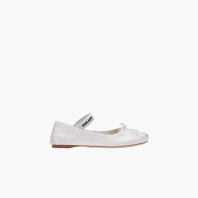 미우미우 새틴 발레리나 화이트 【매장120만원대】 - Miumiu Womens White Plats - miu312x