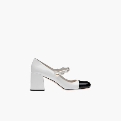 미우미우 여성 페이턴트 투톤 가죽 펌프스 힐【매장140만원대】 - Miumiu Womens White Pumps - miu315x