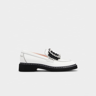 로저비비에 여성 비브 레인저스 스티치 버클 로퍼 RVW54830220 【매장-210만원대】 - Roger Vivier Womens White Loafers - vi16x