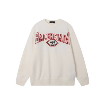 발렌시아가 남성 화이트 크루넥 니트 - Balenciaga Mens White Knits - ba717x