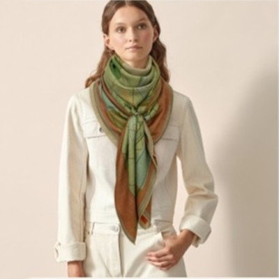 에르메스 여성 그린 양면 스카프 - Hermes Womens Green Scarf - he468x