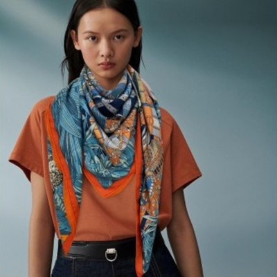 에르메스 여성 블루 양면 스카프 - Hermes Womens Blue Scarf - he471x