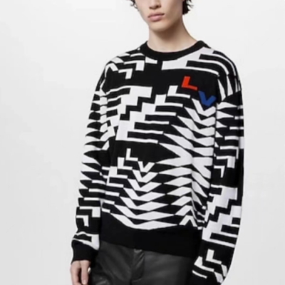 루이비통 남성 블랙 크루넥 니트 - Louis vuitton Mens Black Knits- lv2012x